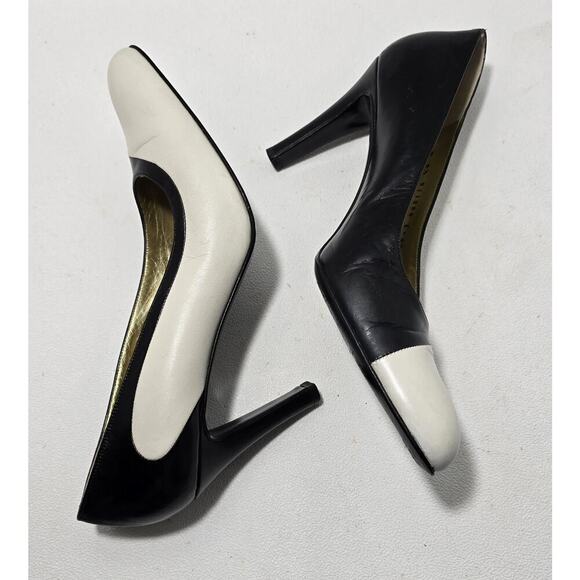Bruno Magli Spectator Colorblock Pumps Heels Shoes Black Cream Women's 8.5 B - Picture 6 of 10